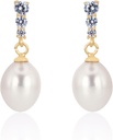 18K kullatud terlinghõbe Dangle White Drop Handpicked Kvaliteetne mageveeline pärli pulmad Kõrvarõngad koos kuubiku tsirkooniumkristallidega Pärl pruudi kõrvarõngad Ehted pruutidele