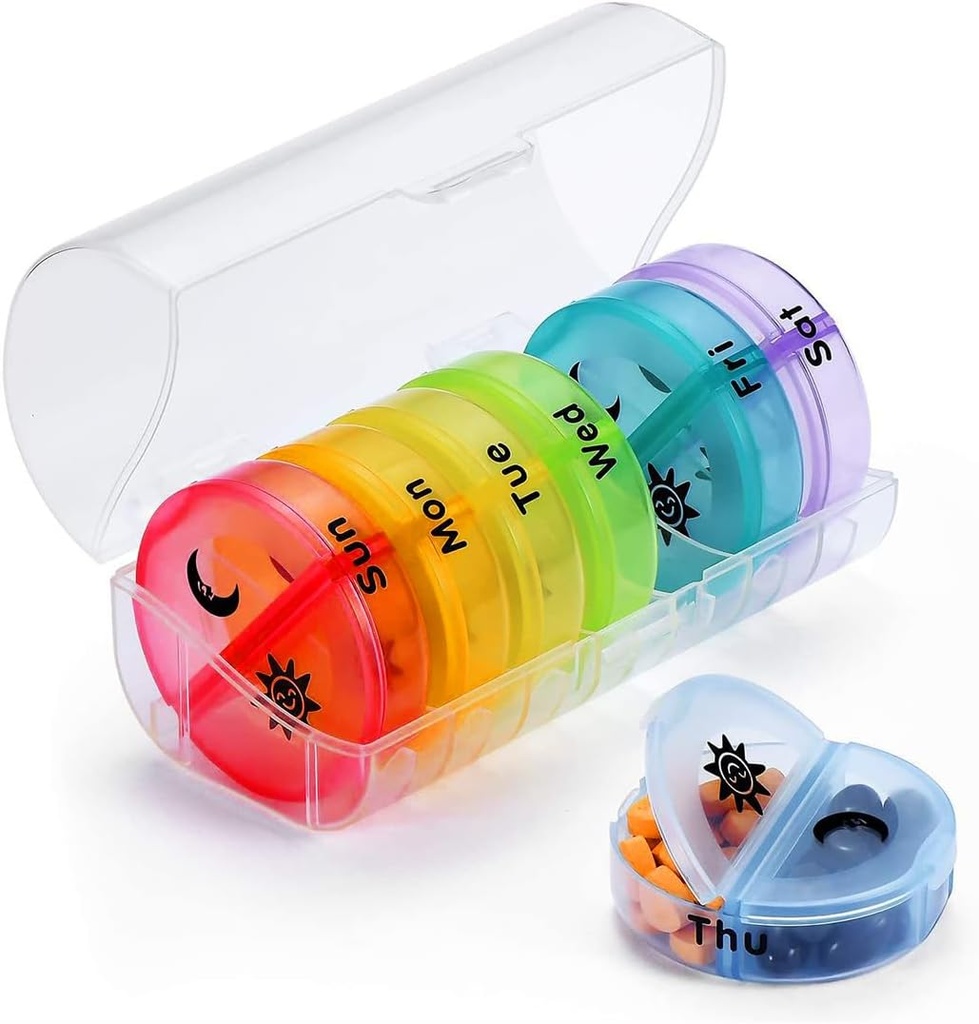 Medical Box Travel Pill Korraldaja juhul, 2 korda päevas, suur AM / PM iganädalane pillide Dispenser Planner, Meditsiin Meeldetuletaja 7-päevane vitamiinide, kalaõlide, Daily Calcium Supplements, kapslid