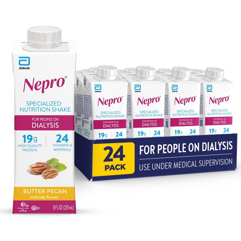Nepro Nutrition Shake for People on Dialysis, 19 g valku, 420 kalorit, võipekaan, 8 fl oz, pakend 24
