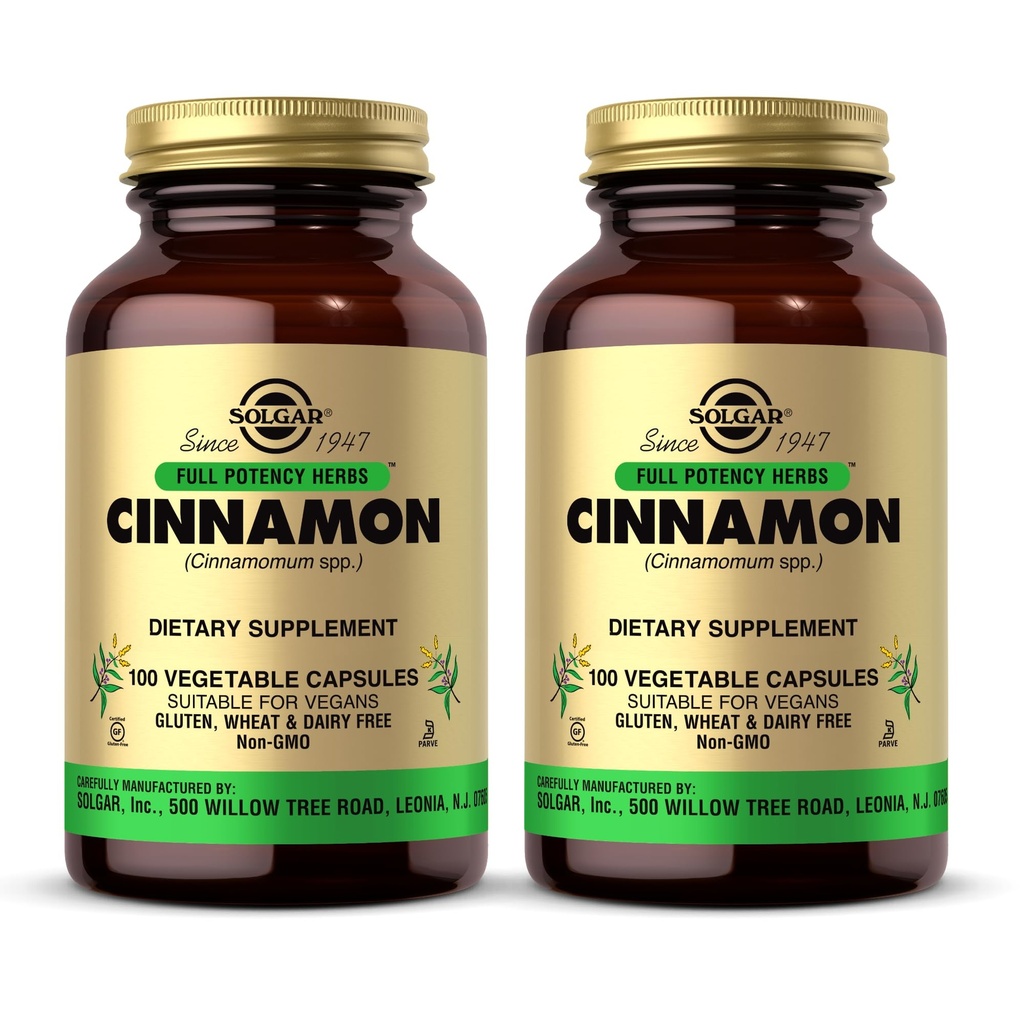 Solgar Cinnamon - 100 köögiviljakapslit, pakendis 2 - täis potentsi (FP) - Non-GMO, Vegan, Gluteenivaba, Piimavaba, Kosher - 200 kokku