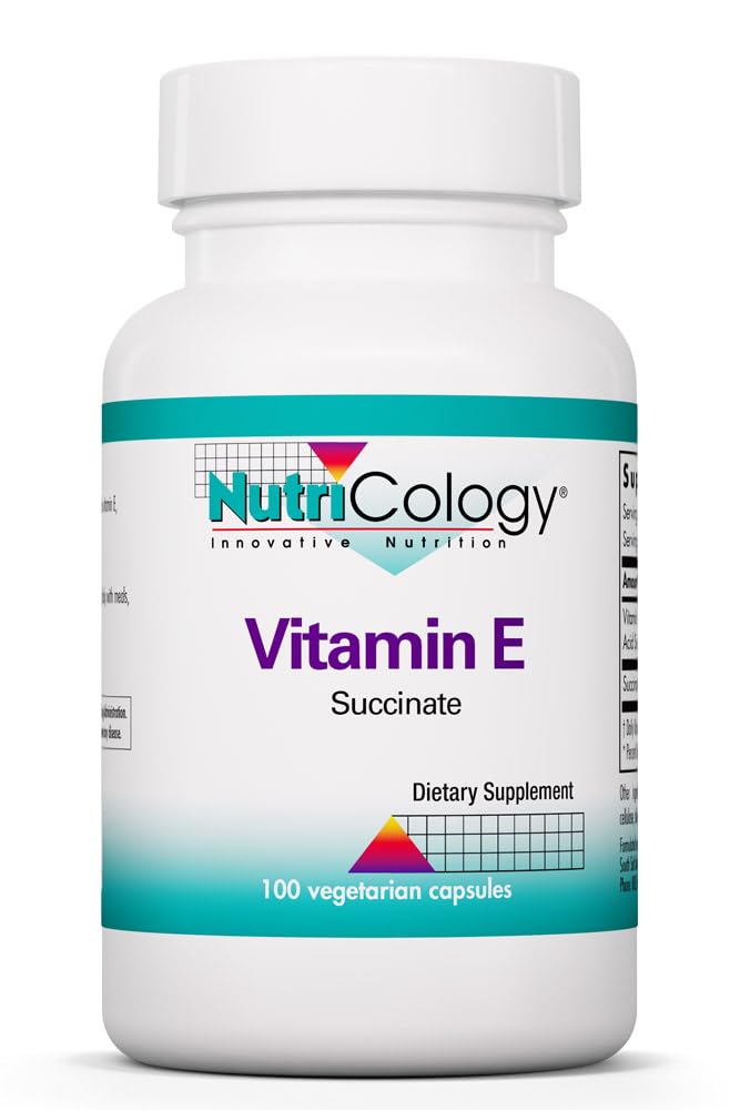 Nutrikoloogia E-vitamiini suktsinaadi lisand - meestele ja naistele, 400 IU D-alfa-tokoferüül, antioksüdant, taimetoitlased kapslid - 100 loend