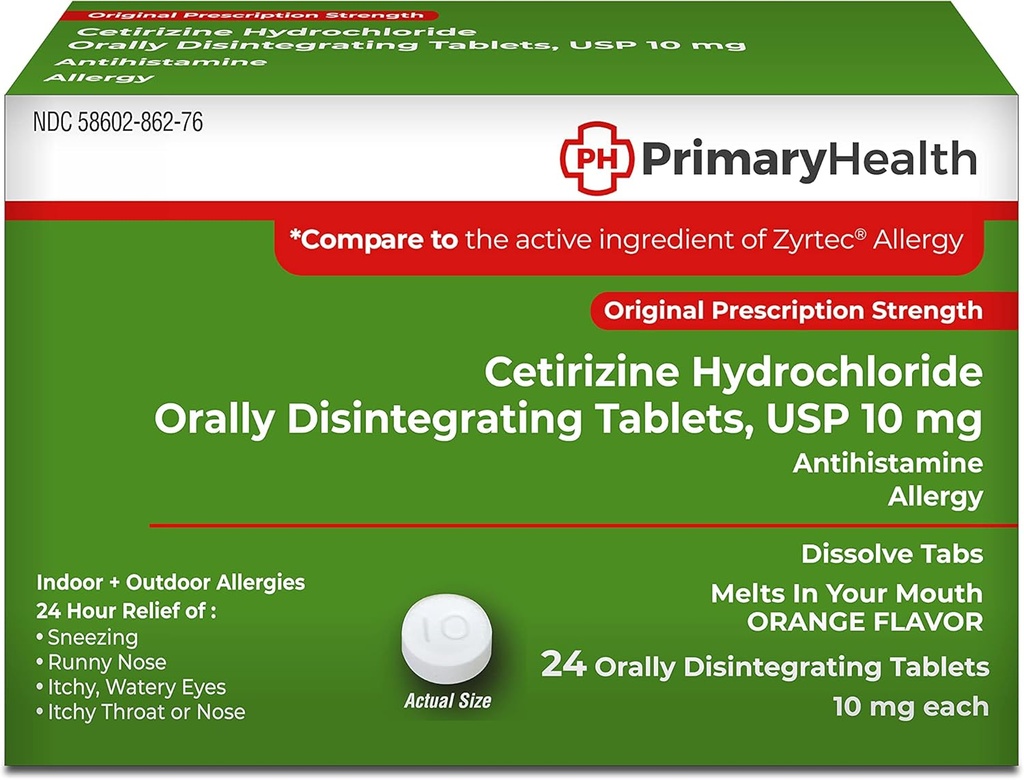Cetirizine Hcl, 10mg Odt, 24 krahv, 24 krahv