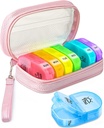 Cute Pill Organizer 2 korda päevas, PU nahapillide juhtum naistele, kaasaskantav iganädalane pillide karp rahakotiga ladustamiseks kott hoida vitamiine, ravimeid, kalaõli, toidulisandeid (Pink)
