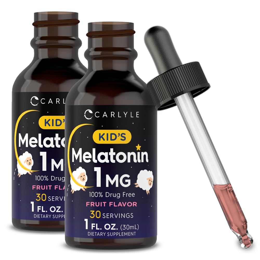 Carlyle Kids Melatoniin Vedelik | 1 fl oz | Two Pack | Fruit Flavor | Drug Free Children Supplement