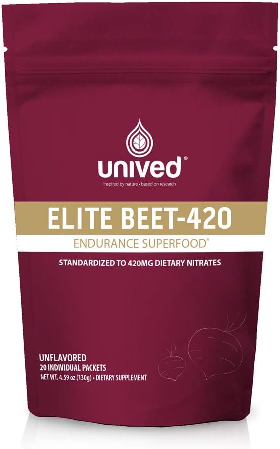 Unived Elite Beet-420 | Beetroot Extract standardiseeritud 6,5% Dietary Nitrate, 420mg Nitrate Per Serving | Kestvus Superfood sportlastele | Vegan, Kofeiinivaba, Pre-Workout | 20 Servings