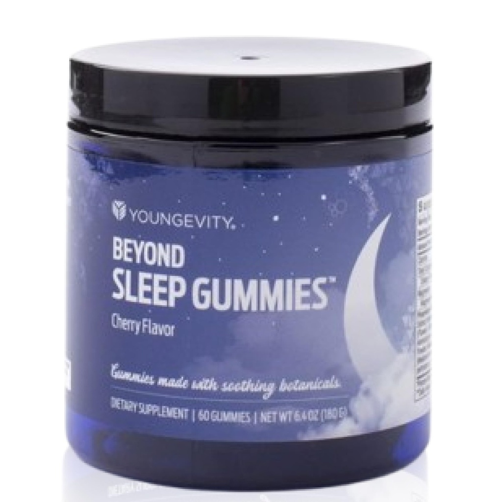 Youngevity Beyond Sleep Gummies - Taimest toodetud melatoniin, GABA, L-trüptofaan, kummel - toetab rahulikku und ja lõõgastust - Tart Cherry maitse - 60 vegan, suhkruvaba kummikud