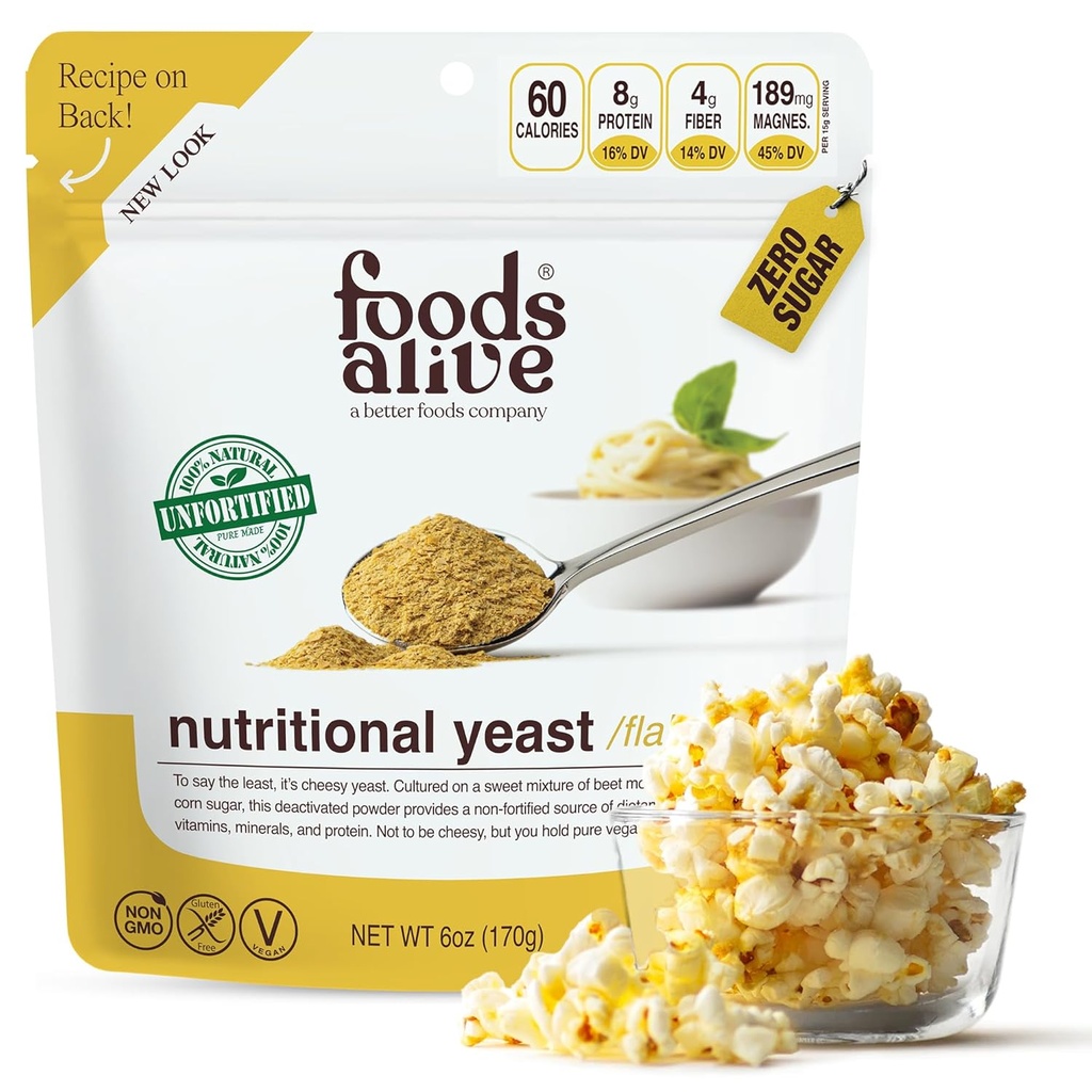 Toidud elus Premium Premium Nutritional Pärmihelbed, 6 untsi Tugevdamata vegan juustupulber maitseained