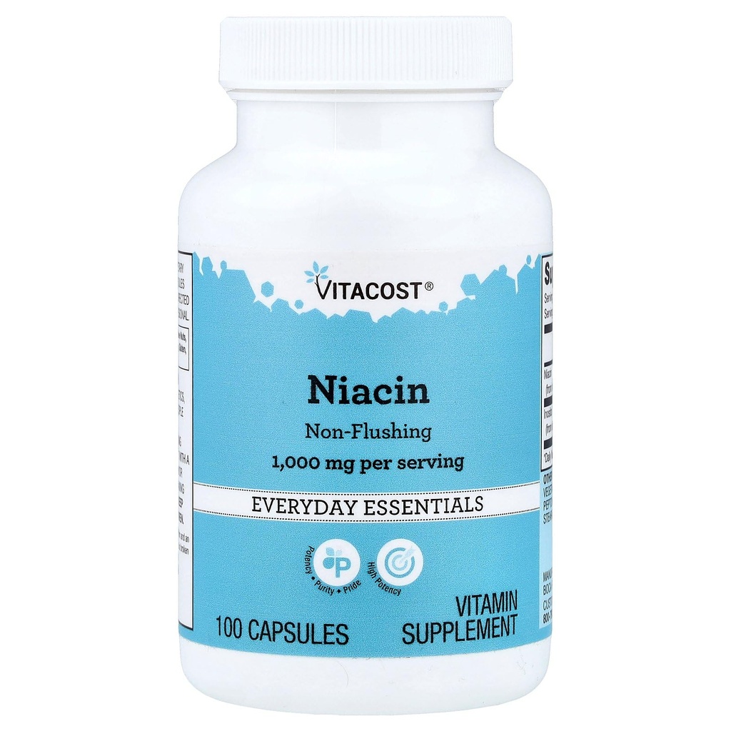 Vitacost Niatsiin Mitte - õhetus - 1000 mg serveerimise kohta - 100 kapslit