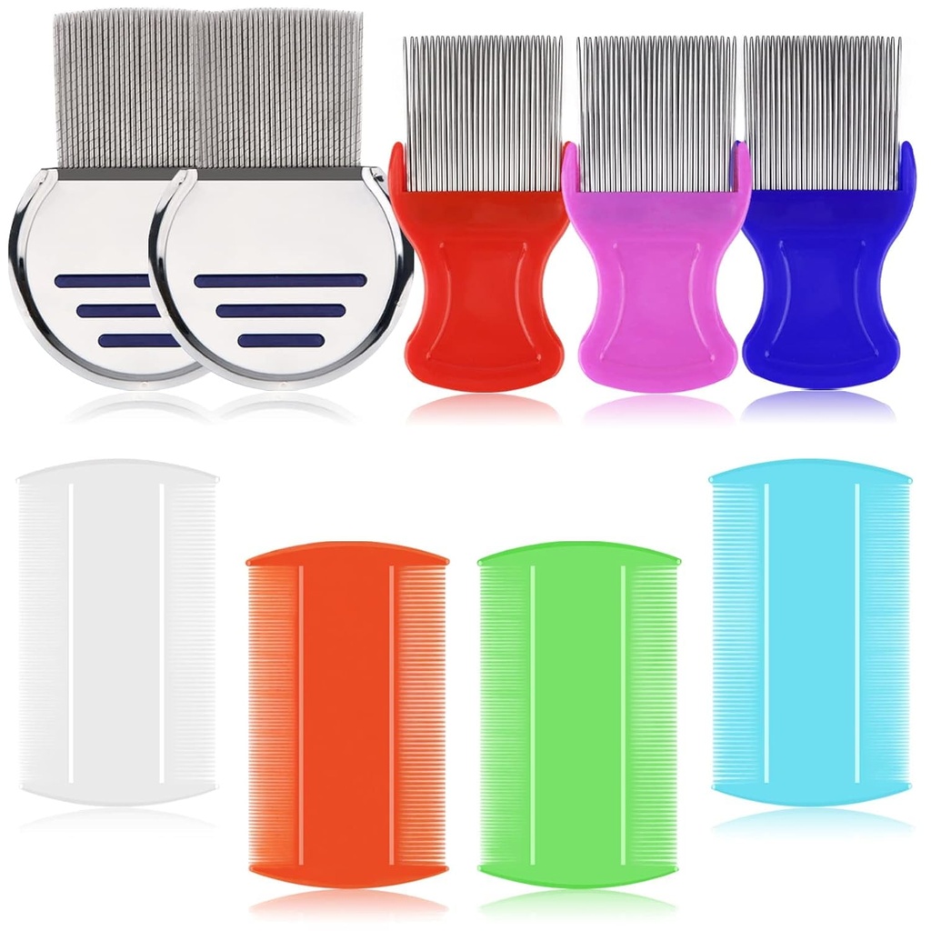 LABOTA 9 Pcs Lice Combs, Kirb Combs, Hair Comb Double Sided Fine Hamth Combs, Removal Dandruff Comb Metal Hambad, Roostevabast terasest Louse ja Nit Comb Pea Lice ravi