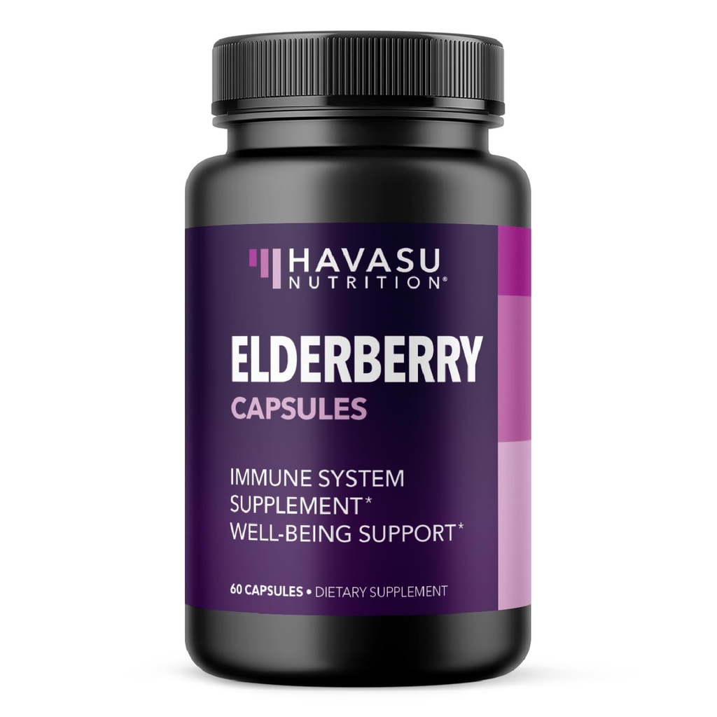 Sambucus Black Elderberry kapslid - täiskasvanutele mõeldud immuunsuse tugilisa - 400 mg ekstrakti üldise heaolu jaoks - taimetoitlane-sõbralik, mitte-GMO, maitsestamata - 60 loend, 2 kuu pakkumine