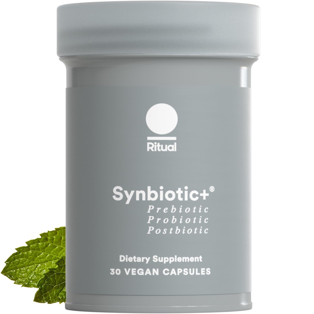 Rituaalne sünbiootikum + probiootikum, prebiootikum, postbiootikum, 3-in-1 soolestiku tervise ja seedetrakti tugi, korrapärasus, Bloat, Immuun, Vegan viivitusega vabastatav päevakapsel, naised ja mehed, 30 päeva