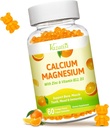 Kaltsium Magneesium Tsink Kummid Vitamiin D3 ja K2, Suure imendumisega Magneesium Glütsinaat Kaalium Immuunseks ja rahulikuks meeleoluks, Vegan Orange Maitse 60 Gummies