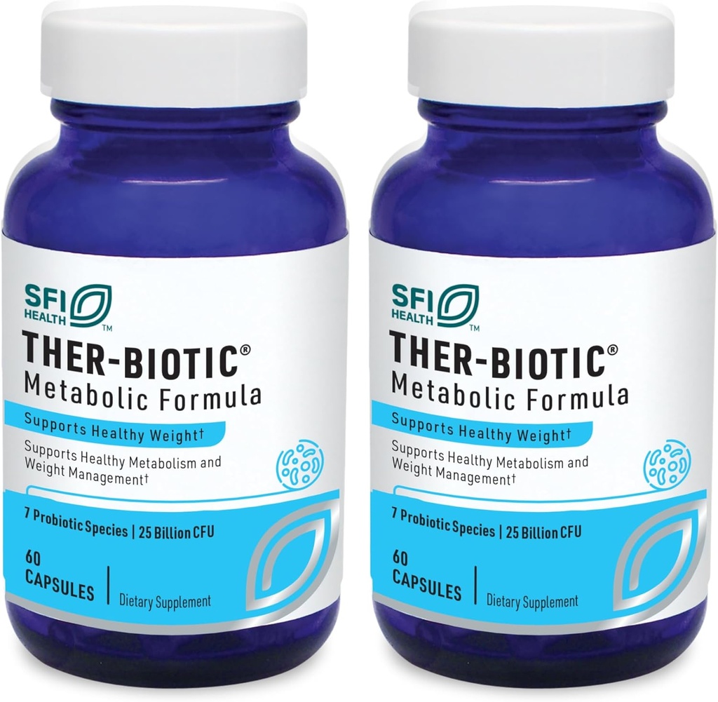 Klaire Labs SFI Health Ther-Biotic Metaboolne valem Probiootikum - toetab ainevahetust + immuunsüsteemi - taimetoitlased probiootikumid - allergia, piimavaba (60 kapslit / 2 pakendit)