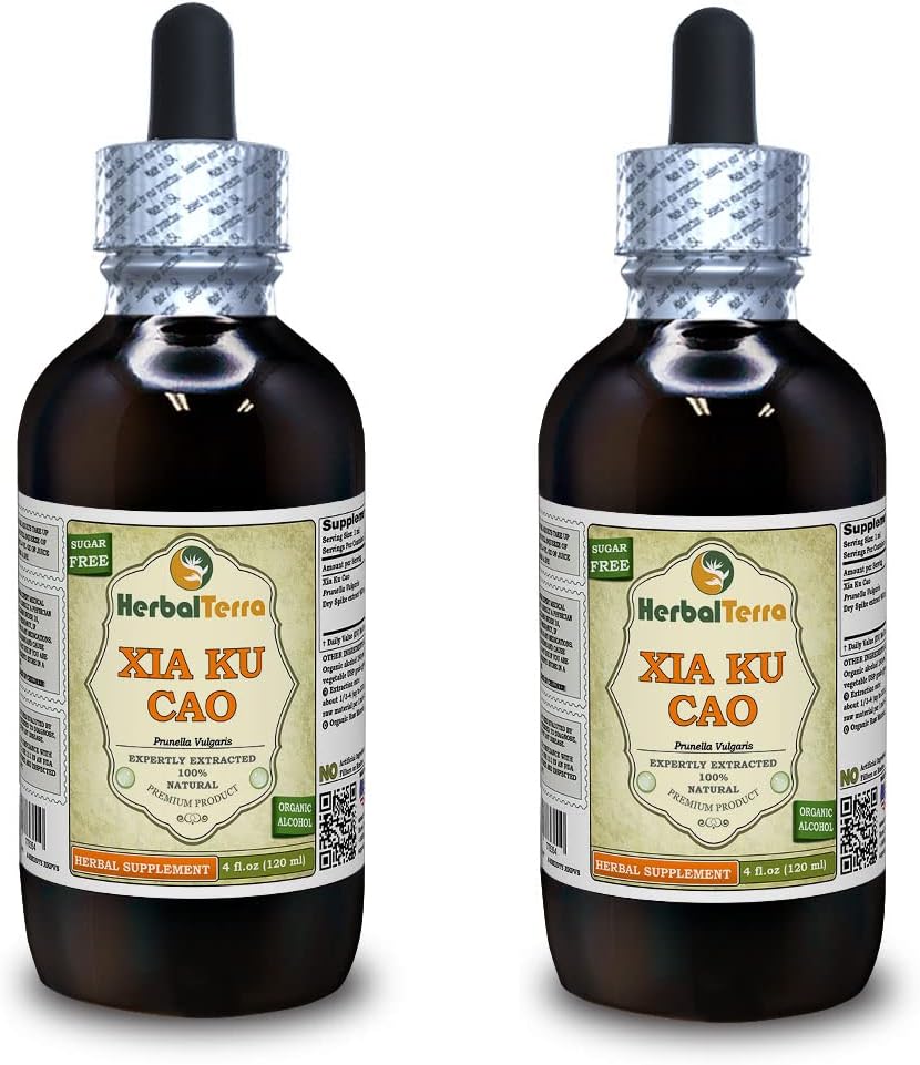 Xia Ku Cao, Prunella (Prunella Vulgaris) tinktuur, orgaaniline kuivatatud Spike Powder Vedel ekstrakt (Brand Name: HerbalTerra, Proudly Made in USA) 2x4 fl.oz (2x120 ml)