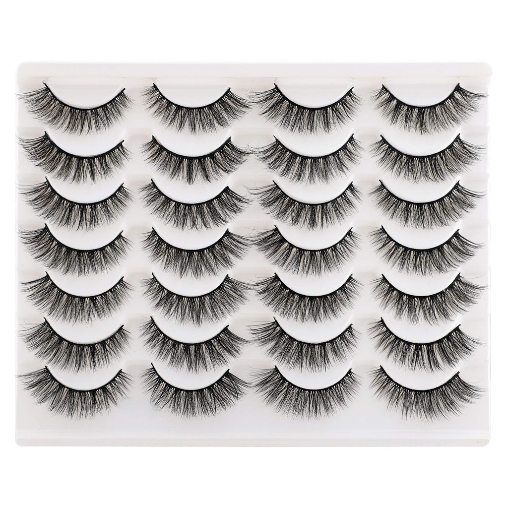 Värskelt Lashes Vale Ripsmed Kassisilmad Wispy Natural Faux Mink Lasrid 14 Paarid Pakendi Kerge maht Lühikesed Võltsitud Silmapisarad Multipack
