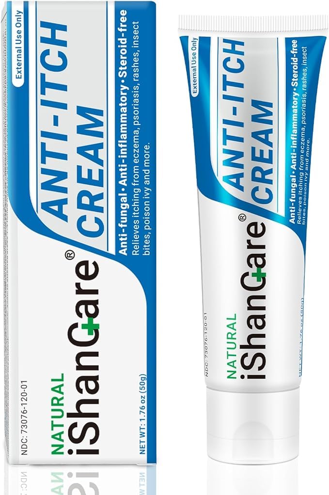 ishancare Anti Itch rahustav Cream Extra Tugevus Naha Itch Relief salv, täis keha sügelus põhjustatud hooajalised muutused, dermatiit, ekseem, lööve, psoriaas, nõgestõbi, Bites, mürk Ivy, 1.76 oz