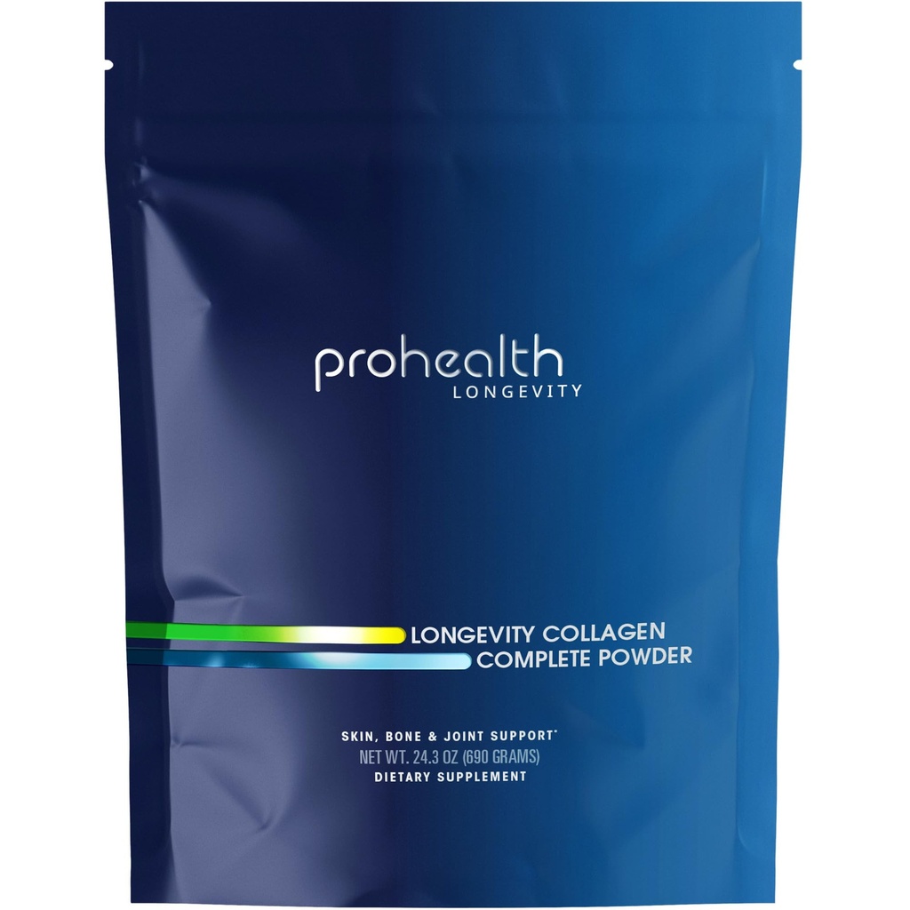 ProHealthi pikaealisusega kollageenpeptiidide pulber - üle 40. 20 g mitme kollageeniga inimestele. 2 g pro-kollageen. Hüaluroonhape. Tüüp I, II, III, V, X liigeste, luude, juuste, naha, lihaste, soolestiku - 30 serveerimiseks