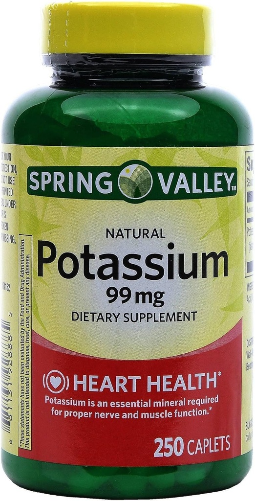 Spring Valley kaalium 99 mg kaaliumglükonaadist 595 mg (250 krahv)