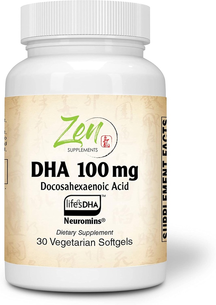 Zen Supplements - Neuromins DHA 100 Mg - Vegan & vetikad Allikas DHA Supplement toetab silmade tervist, südame tervist ja optimaalset heaolu 30-Vegcaps