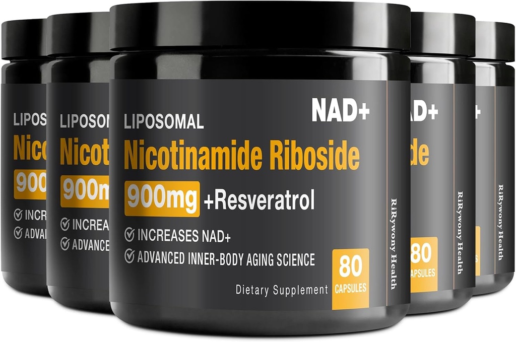 NAD-i täiendus - NAD + koos nikotiinamiid-ribosiidiga (NR) ja Resveratrol Quercetin 900mg puhas orgaaniline NAD Plus raku remondiks Tervislik vananemine Ajufunktsioon, 80 kapslit (5. pakend)