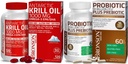 Bronson Probiootikum 50 miljardit CFU + prebiootikum koos Apple Polyphenols & Ananass Fruit Extrac Antarktika krillõli 1000 mg koos Omega-3s EPA DHA-ga