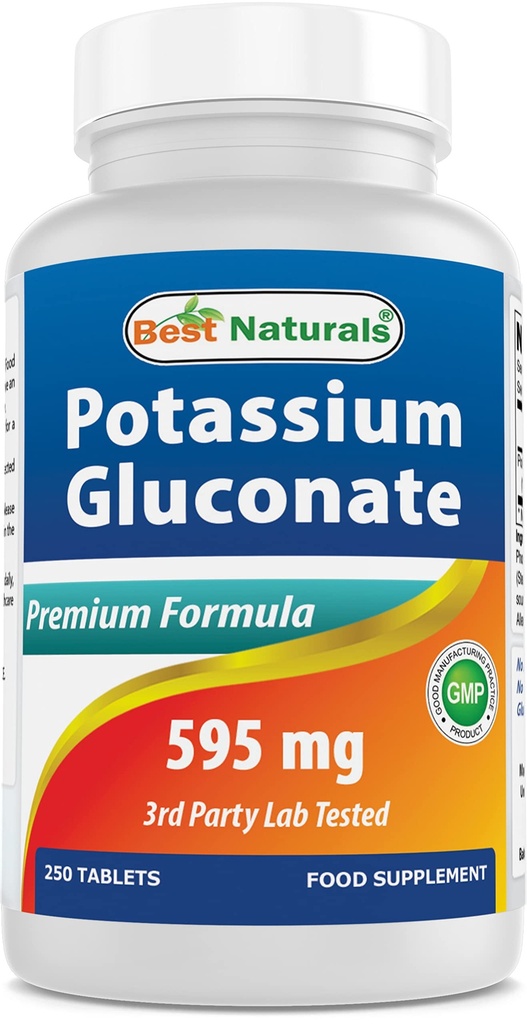 Parim looduslik kaaliumglükonaadi lisa 595 Mg tablett, 250Count