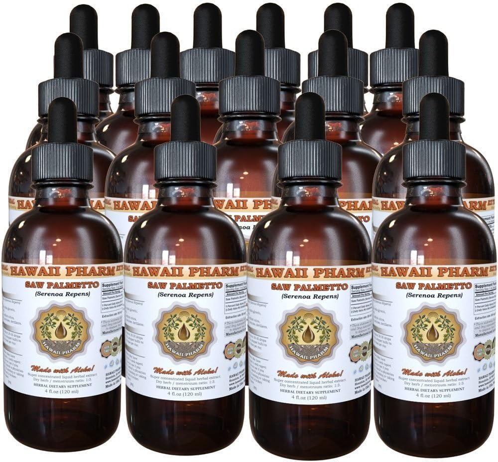 Saw Palmetto Liquid Extract, Organic Saw Palmetto (Serenoa Repens) Tinktuur, Herbal Supplement, Hawaii Pharm, Made in USA, 15x4 fl.oz