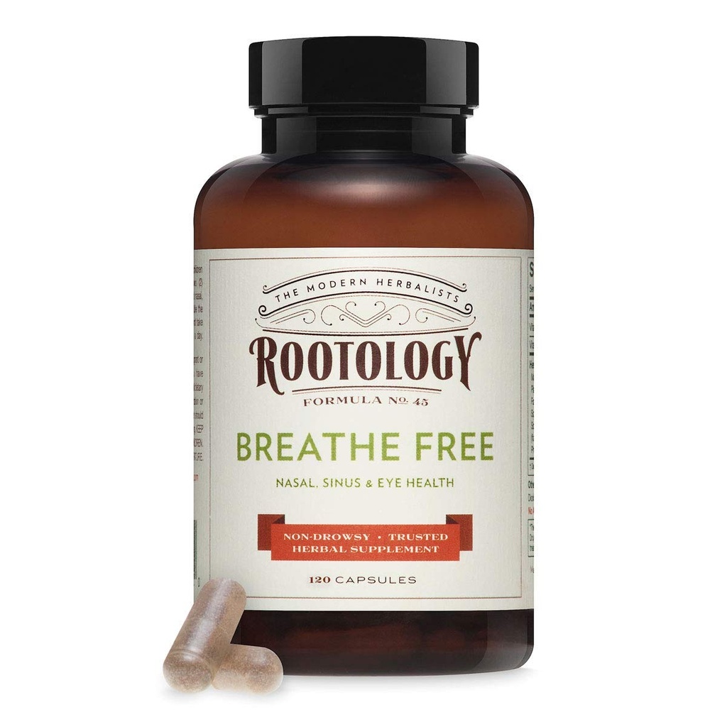 Rootology Breathe Free - Natural Nina & Siinus Relief - Kiiretoimeline, mitte-uimane - 120 kapslit...