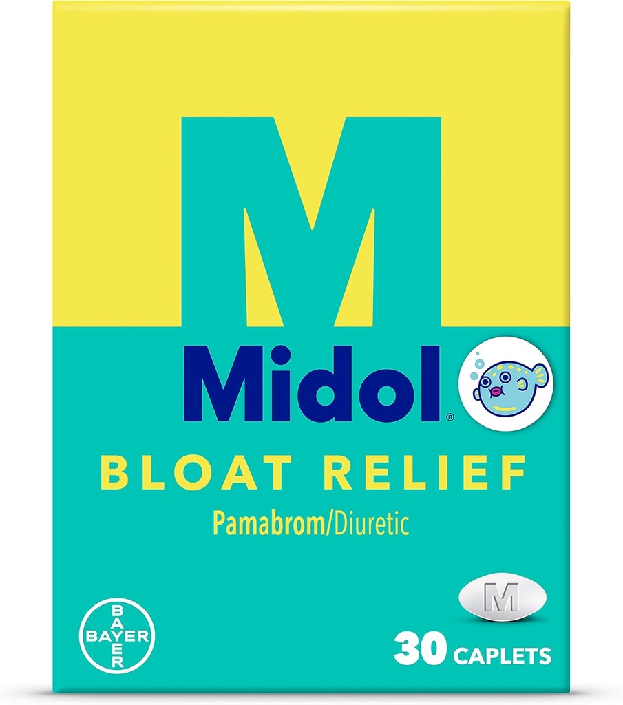 Midol Bloat Relief, Caplets koos Pamabromiga, 30 krahv