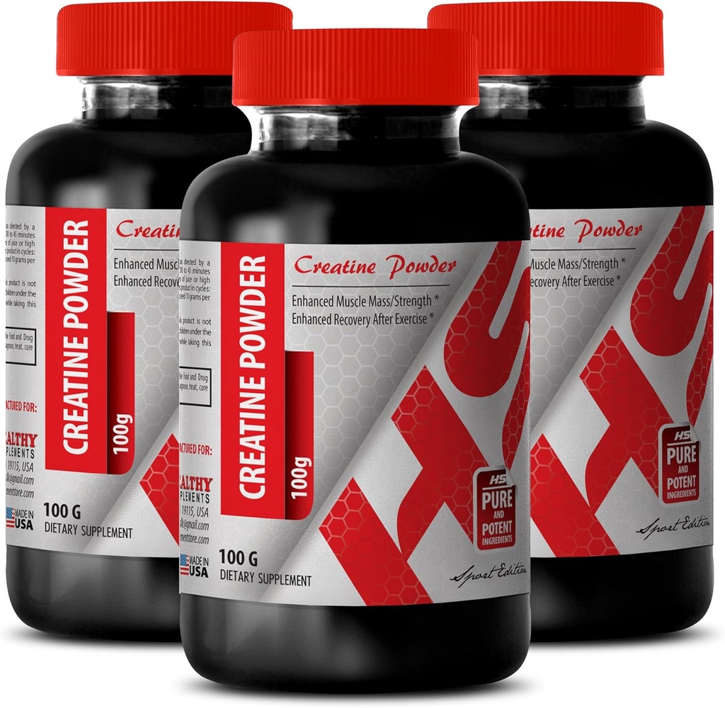 Meeste kehaehitaja - Kreatiin Pulber 100G - Kreatiin Bulk - 3 pudelit (pulber)