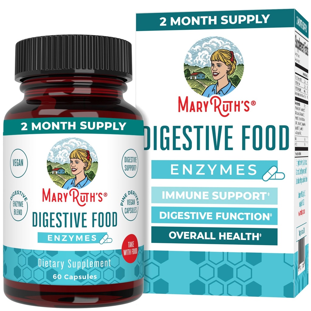 MaryRuth Organics Seedeensüümid | Kuni 2 kuu varu | Vegan Seedetrakti Tervisabi ja Soolestiku Tervise Ensüümide Kompleks | Üle 12 Ensüümi | Vitamiinid B6 & B12