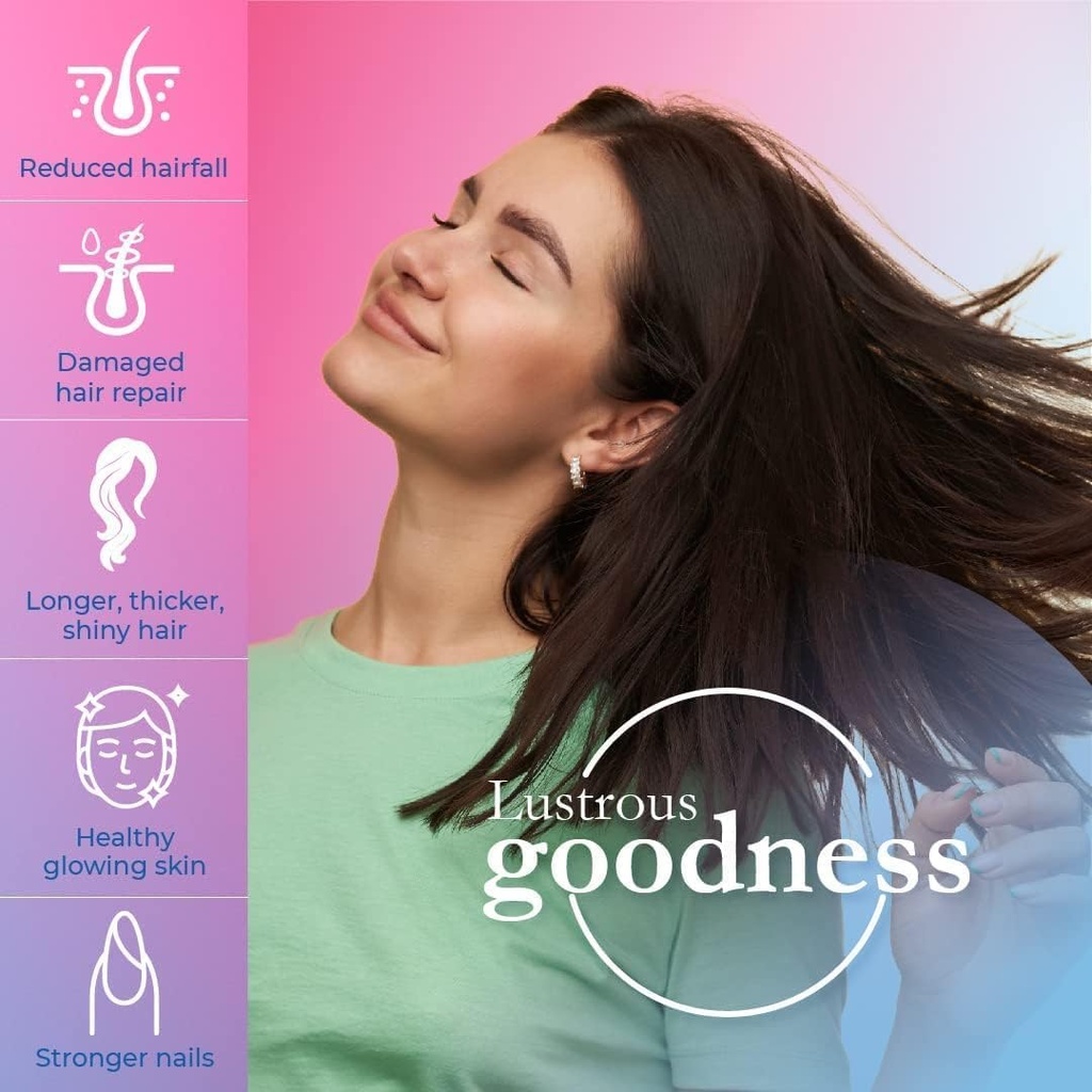 Biotiini tabletid juustele, nahale ja küüntele | Biotiin Vitamiin B7 tabletid meestele ja naistele | Juuste kasvu vitamiin | Kõrvaltoimete puudumine (60 tabletti)