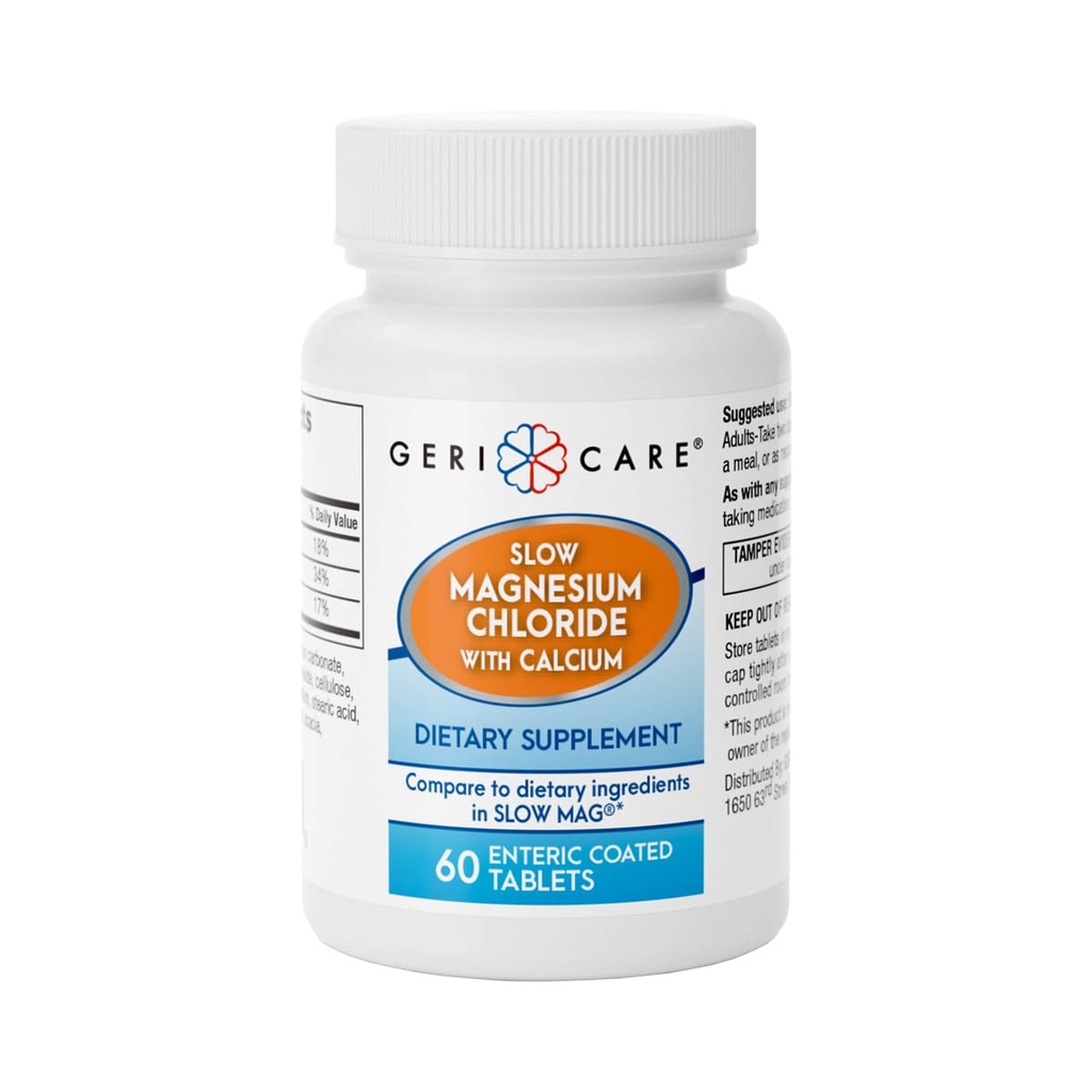 Gericare Aeglane Magneesiumkloriid | Geri-Care'i kaltsiumitabletid | toitumisalane täiendus | 60 Count pudel (1. pakk)