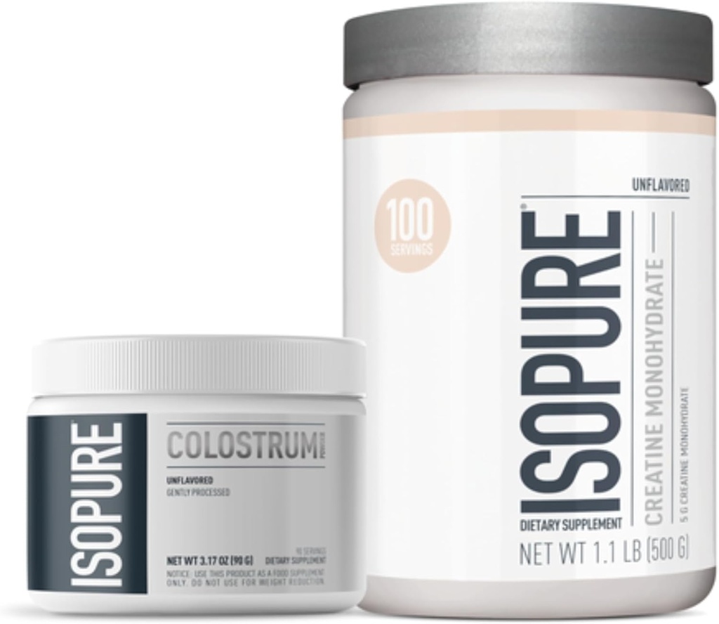 Bundle of Isopure Veiste ternespiimalisandi pulber, õrnalt töödeldud, 90 serveerimist + maitsestamata kreatiini monohüdraadi pulber, 5 g kreatiini monohüdraati Scoopi kohta, 100 serveerimist, 500 g