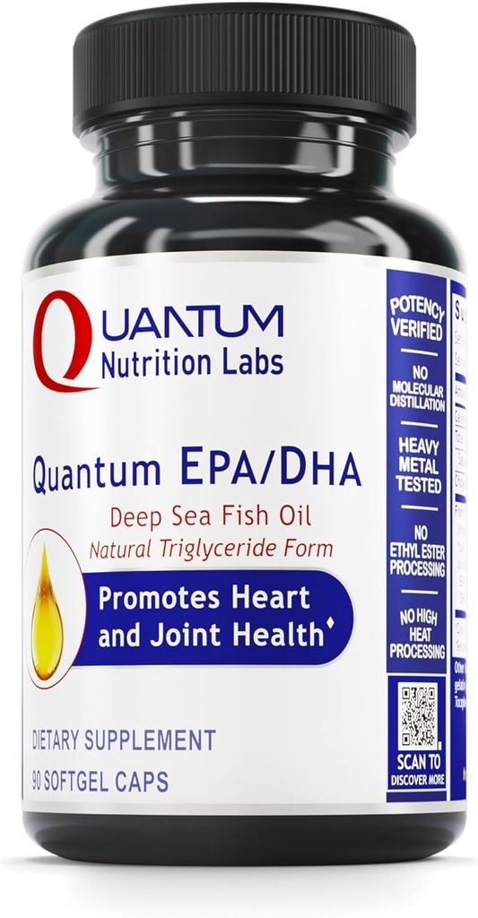 Quantum Nutrition Labs EPA DHA Fish Oil Softgels - Omega 3 Fish Oil, Omega 3 Supplement, EPA DHA, Omega 3 Rasvhapete täiendused naistele ja meestele, looduslik - 90 Softgel kapslid