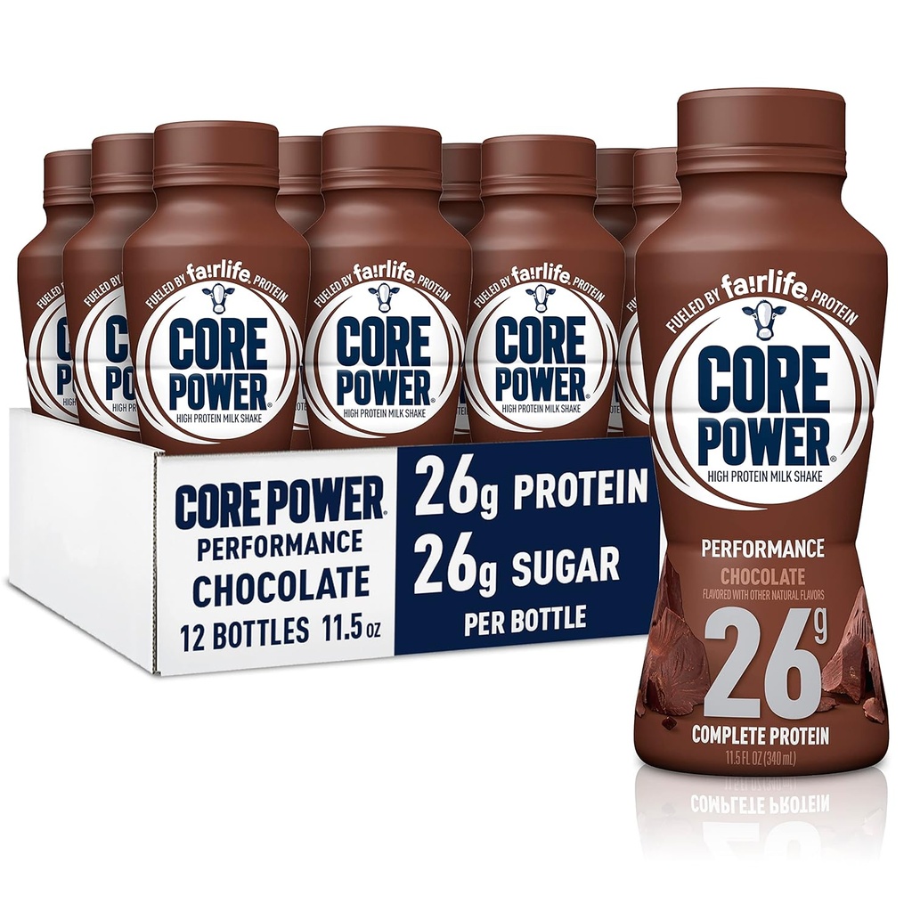 Core Power Fairlife 26g valgu piimakokteilid, valmis treeningu taastamiseks, šokolaad, 11,5 Fl Oz (12. pakk)