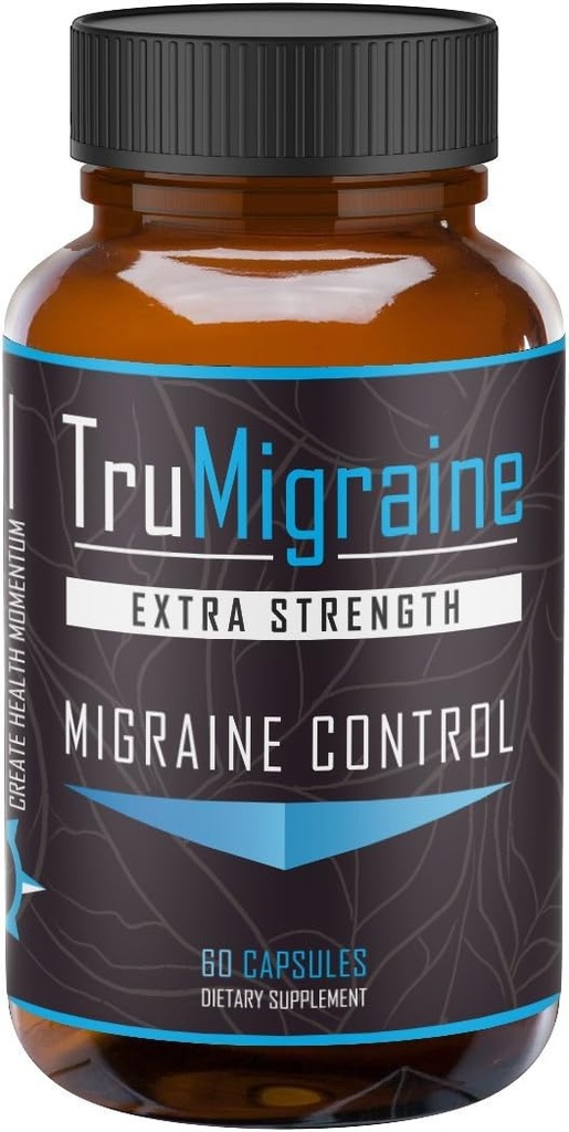 TruMigraine Relief & Prevention | Kõik looduslikud migreeni toidulisandid peavalu leevendamiseks | Koostisosad: Riboflaviin, Feverfew, Parabeni vaba Butterbur & Ginkgo Biloba | 60 Veggie kapslit,