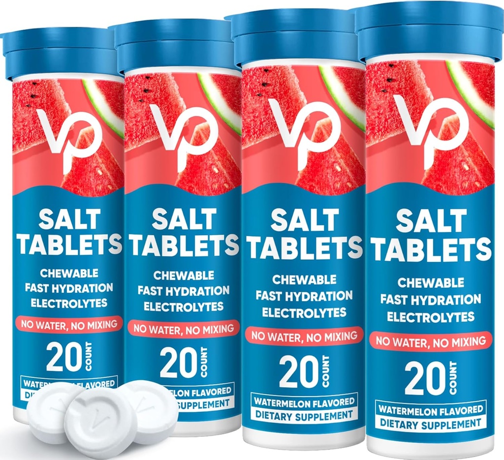 Venture Pal närimistabletid, 80 loe kiiresti lahustuvad suhkruvabad pulgasoola tabletid - sordipakett kiireks hüdreerimiseks, välijooksuks, matkamiseks, spordiks | Keto & Vegan Sõbralik | 4 Pack