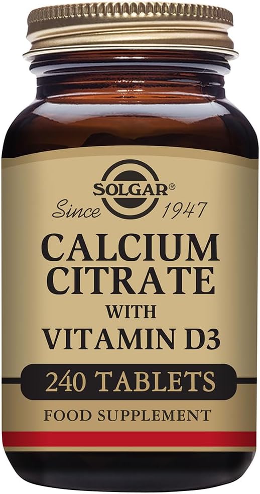 Solgar Kaltsiumtsitraat vitamiin D3 tablettidega, 240 loendurit (pakk 1)