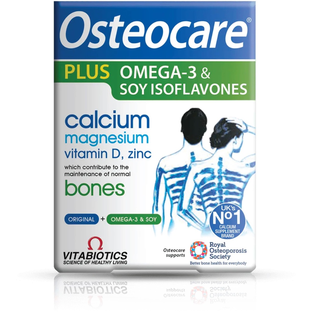 Vitabiootikumid Osteocare Plus 2-in-1 valem - Kaltsium 800mg vitamiin D3, magneesium, tsink ja oomega-3 | Luude tervis ja immuunsus Multivitamiinide täiendus meestele ja naistele - 90 tabletti