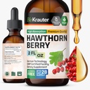 BIO KRAUTER® Hawthorne Berry Supplement - Pure Vegan Hawthorn Berry Vedelik tilgad 655 mg ühe serveerimise 2 Fl.Oz 28 päeva tarne - kasutatakse üldiseks toetuseks ja igapäevaseks heaoluks - alkohol ja suhkur tasuta