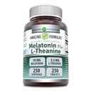 Amazing Formulas Melatoniin Plus L-Theanine 10 mg tabletid Supplement | Non-GMO | Gluteenivaba | Valmistatud USAs (10 mg, 250, Count)