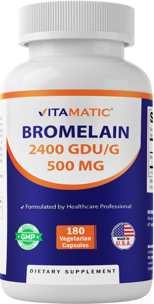 Vitamatic Bromelain Supplement 500mg – 2400 GDU/g – 180 kapslit