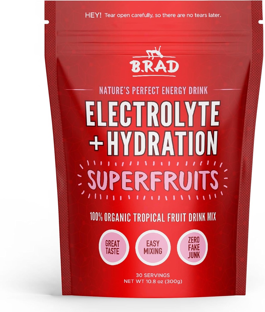 B.rad Superfruits Hüdreerimine & Elektrolüütjook | Looduse Täiuslik Energiajook | Külmkuivatatud Kõrge Antioksüdandiga Troopiline Puuviljapulber | 10,8 Ounces, 30 Servings