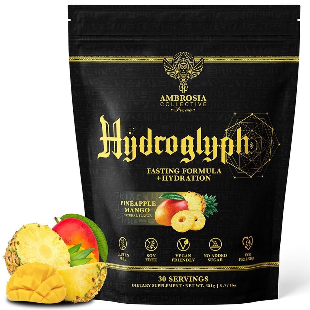 Ambrosia Hydroglyph Intraworkout valem w/BCAA + EAA + elektrolüüdid Hüdrolüüsi pulber, et kaitsta Lean lihaseid, 0g Suhkru paastumise hüdratatsioonijoogi segu, valmistatud w / kookosvesi (Pineapple Mango)