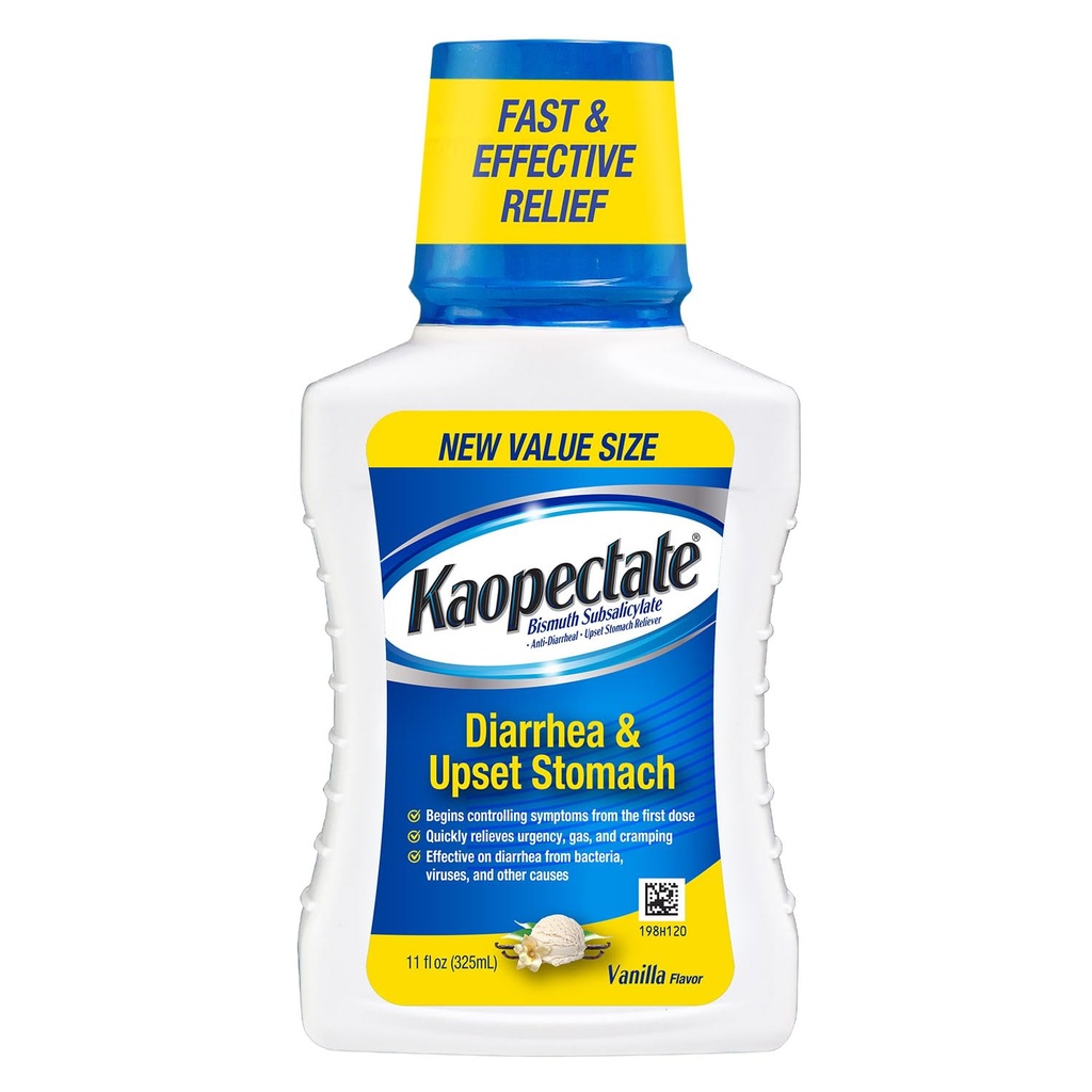 Kaopectate Vanilla Multi-Sümptom - Kõhulahtisuse ravim täiskasvanutele, kellel on vismutsubsalitsülaat, kõhulahtisusevastane ravim kõhu leevendamiseks - 11oz