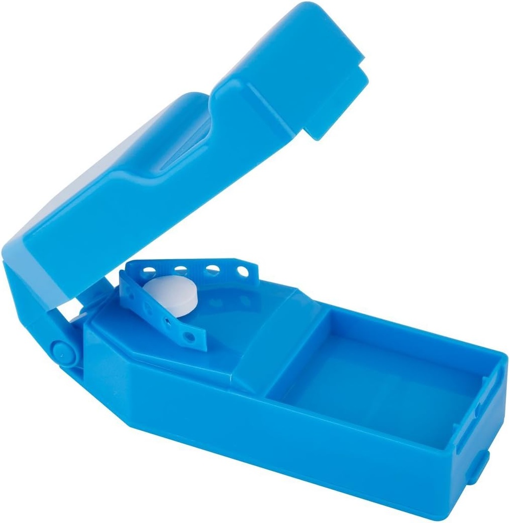 EZY DOSE Pill Lõika ja Splitter koos Dispenser, Lõikab Pillid, Vitamiinid, Tabletid, Roostevabast Terasest Blade, Travel Size, Ohutult Lõigatud Pillid ja Vitamiinid, Lihtne Kasutada, Värv Võib varieeruda, BPA Vaba