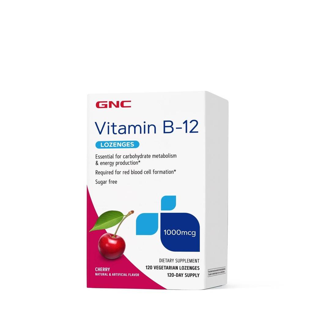 GNC Vitamiin B-12 1000mcg, kirss, toetab energiatootmist, 120 pistikut