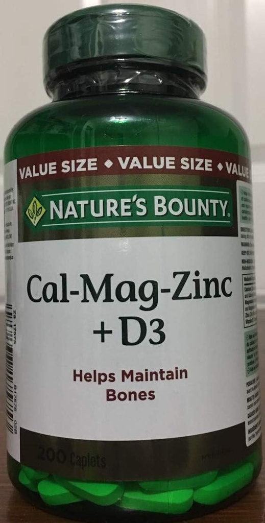 Looduse Bounty Calcium Magneesium Tsink D3-vitamiiniga, 200 kapslit (pakendamine võib varieeruda)