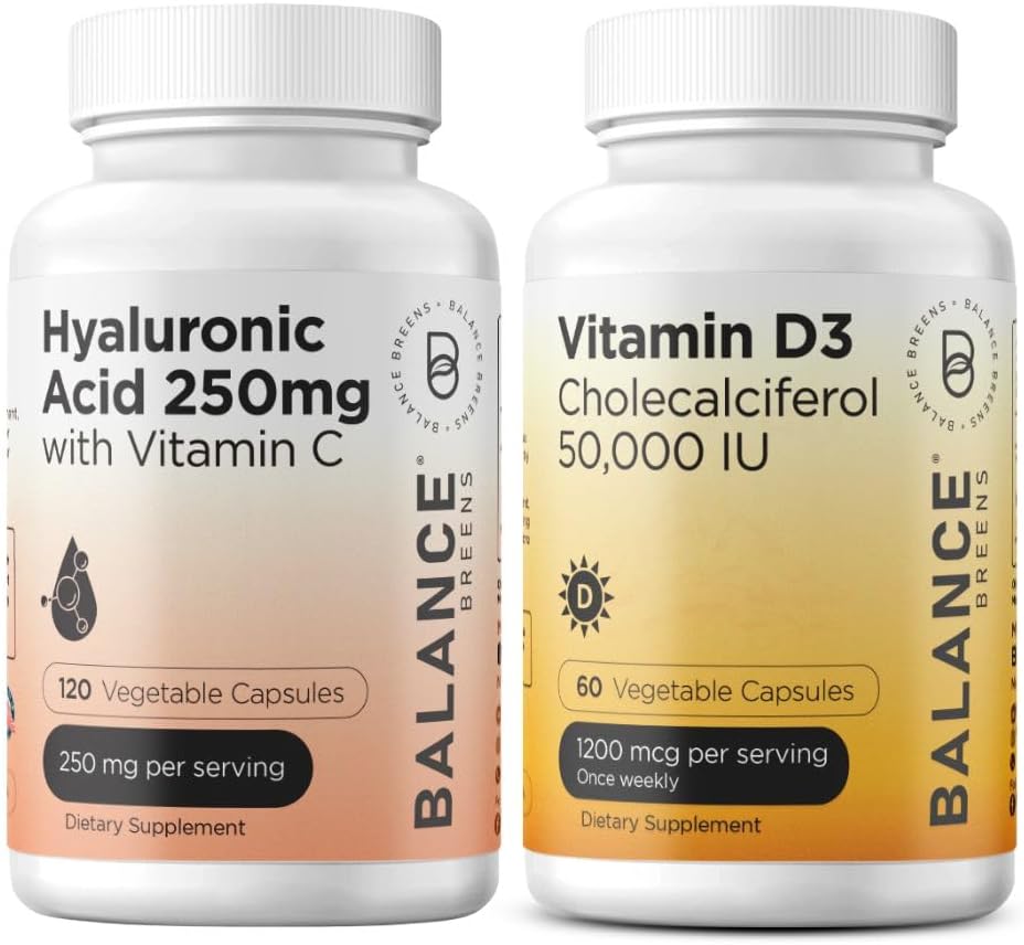 Balancebreens Puhas hüaluroonhape 250mg vitamiin C 50mg + vitamiin D3 50 000 RÜ Lisand Combo